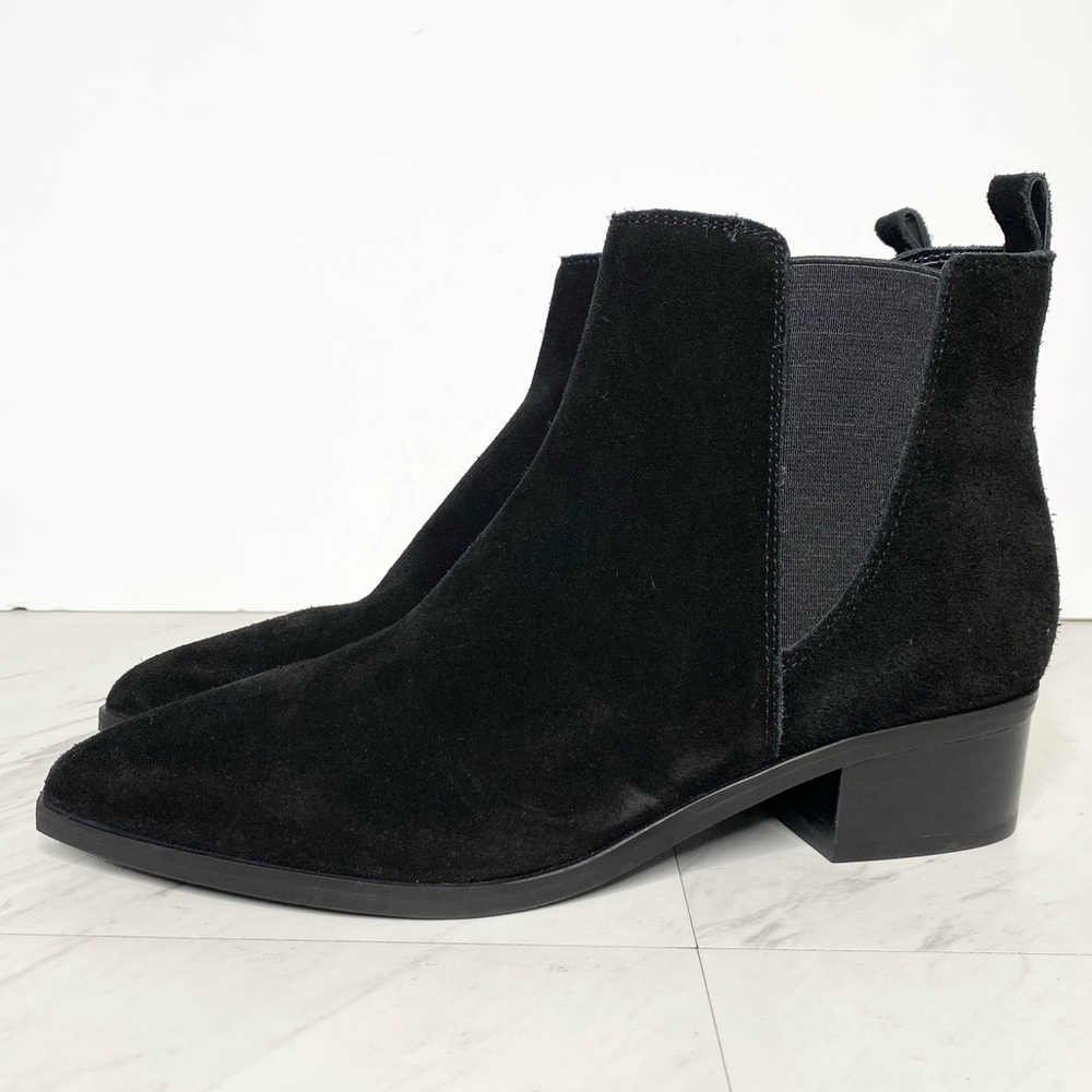 Marc Fisher Yikalo Black Suede Pointy Toe Chelsea Bootie 7M